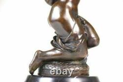 Art Deco Style Statue Sculpture Sexy Nymph New Authentic Bronze Signed Nr