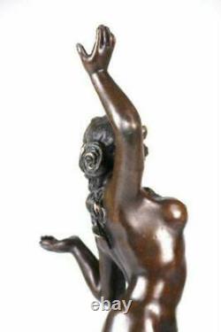 Art Deco Style Statue Sculpture Sexy Nymph New Authentic Bronze Signed Nr