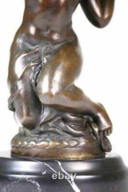 Art Deco Style Statue Sculpture Sexy Nymph New Authentic Bronze Signed Nr