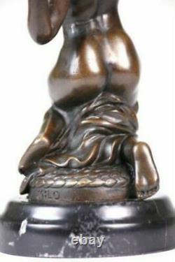 Art Deco Style Statue Sculpture Sexy Nymph New Authentic Bronze Signed Nr