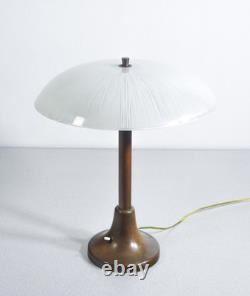 Art Deco Table Lamp with Bronze and Opaline Glass, Vintage 1900