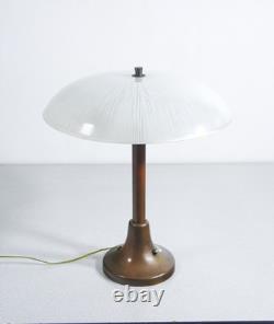 Art Deco Table Lamp with Bronze and Opaline Glass, Vintage 1900