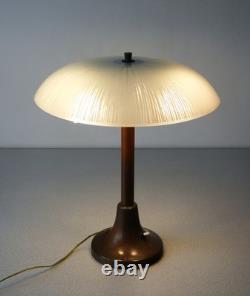 Art Deco Table Lamp with Bronze and Opaline Glass, Vintage 1900