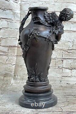 Art Deco Victorian Style Baby Angel Cherubins Bronze Garden Vase Statue Sale