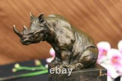 Art Deco White African Rhinoceros by Portuguese Artist Miguel Lopez Decor