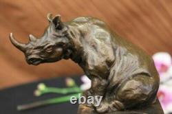 Art Deco White African Rhinoceros by Portuguese Artist Miguel Lopez Decor