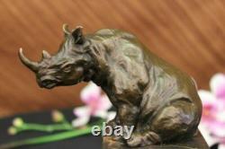Art Deco White African Rhinoceros by Portuguese Artist Miguel Lopez Decor