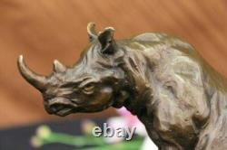 Art Deco White African Rhinoceros by Portuguese Artist Miguel Lopez Decor