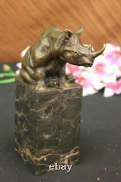 Art Deco White African Rhinoceros by Portuguese Artist Miguel Lopez Decor