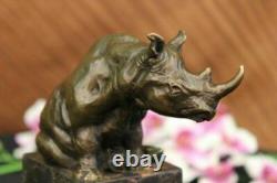 Art Deco White African Rhinoceros by Portuguese Artist Miguel Lopez Decor