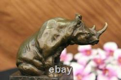 Art Deco White African Rhinoceros by Portuguese Artist Miguel Lopez Decor