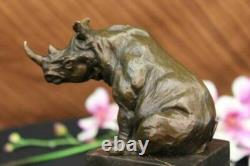 Art Deco White African Rhinoceros by Portuguese Artist Miguel Lopez Decor