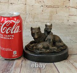Art Deco Wolf Cub Bust Life Wild Gar Bronze Sculpture Font Figurine