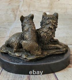 Art Deco Wolf Cub Bust Life Wild Gar Bronze Sculpture Font Figurine