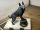 Art Deco Wolf Dog Sculpture In Patinated Bronze - Ballesté 1930