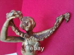 Art Deco Woman Figurine Gilded Bronze 1930 Height 30 cm Weight 1.5 kg