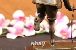 Art Deco Young Child To Play Romanian Listed Artist D. H Chiparus Bronze Statue