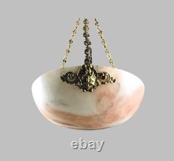 Art Deco alabaster pendant light, 46 cm, bronze mounting, France, 1920s