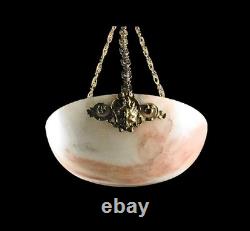 Art Deco alabaster pendant light, 46 cm, bronze mounting, France, 1920s