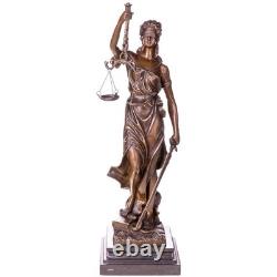 Art Deco bronze Statue of Justitia on black marble after Mayer