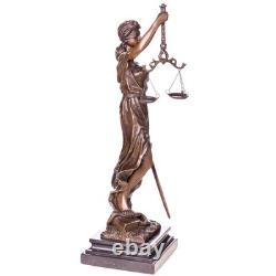 Art Deco bronze Statue of Justitia on black marble after Mayer