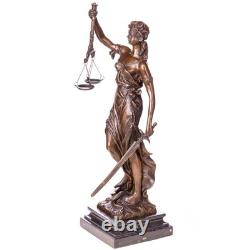 Art Deco bronze Statue of Justitia on black marble after Mayer