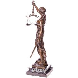 Art Deco bronze Statue of Justitia on black marble after Mayer