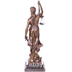 Art Deco bronze Statue of Justitia on black marble after Mayer