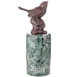 Art Deco bronze bird sculpture on marble base