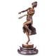 Art Deco Bronze Dancer Sculpture On A Black Marble Base, Signed