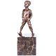 Art Deco Bronze Figure Of Boy With Skis: "the Boy Skier" After F. Preiss Vintage