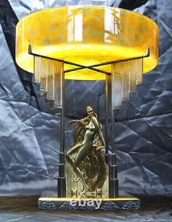 Art Deco bronze glass cabaret center table dancer Josephine Baker