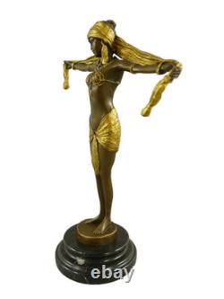 Art Deco bronze sculpture, dancer with scarf, after D. H. Chiparus