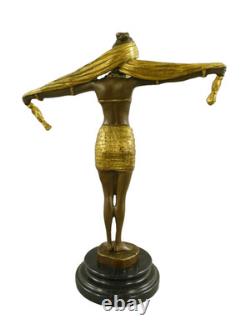 Art Deco bronze sculpture, dancer with scarf, after D. H. Chiparus
