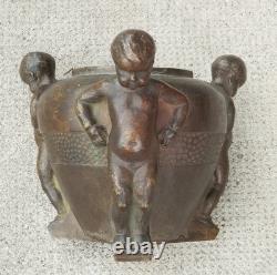 Art Deco bronze sculpture signed GIORDANO, cast by PASTORI, cherubs, child, cherub