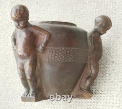 Art Deco bronze sculpture signed GIORDANO, cast by PASTORI, cherubs, child, cherub