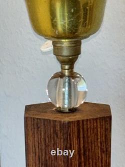 Art Deco floor lamp, tripod base in gilt bronze, wood and glass
