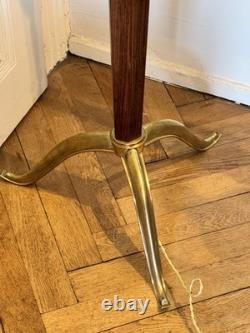 Art Deco floor lamp, tripod base in gilt bronze, wood and glass