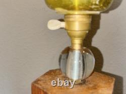 Art Deco floor lamp, tripod base in gilt bronze, wood and glass