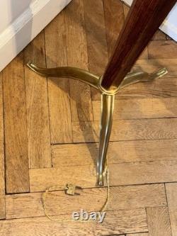 Art Deco floor lamp, tripod base in gilt bronze, wood and glass