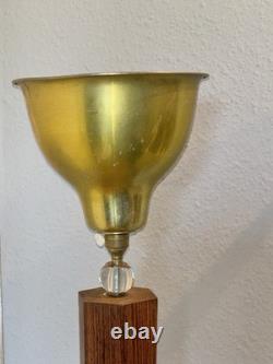 Art Deco floor lamp, tripod base in gilt bronze, wood and glass