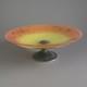 Art Deco Footed Schneider Cup In Bronze, Orange/yellow Marbled Glass, Signed