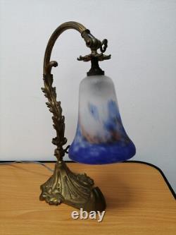 Art Deco lamp with glass paste tulip by Croismare.