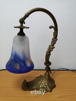 Art Deco lamp with glass paste tulip by Croismare.