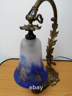 Art Deco lamp with glass paste tulip by Croismare.