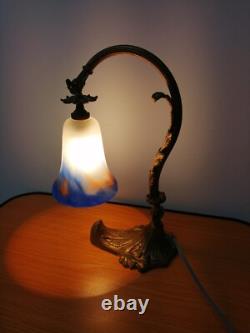 Art Deco lamp with glass paste tulip by Croismare.