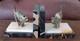 Art Deco Marble Bookends With Silvered Bronze Cats