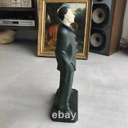 Art Deco sculpture signed LE VERRIER Regule patina Antique vintage Bronze