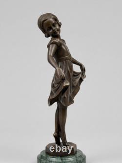 Art Deco sculpture signed Preifs, bronze BJB, dancer, 32 cm