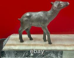 Art Deco statue in spelter, signed M. Secondo, c. 1920, bronze-patina sculpture